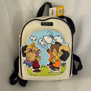 Peanuts Cream and Black Cartoon Backpack